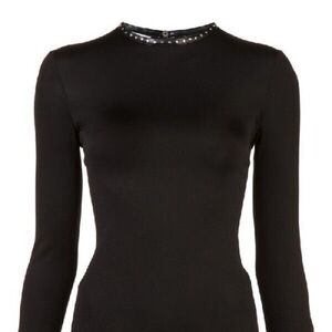 Helmut Lang Black Jersey Top with Silver Studs